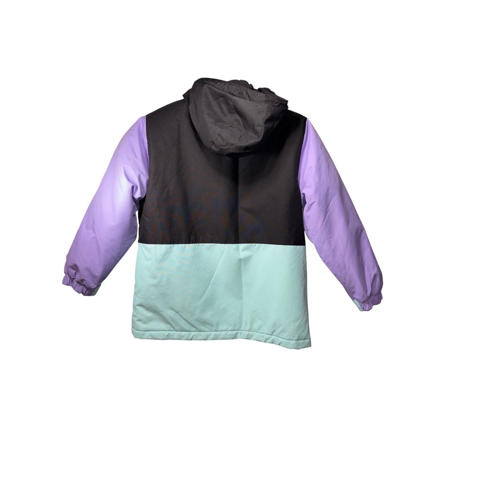 Swiss Tech Kids Girls Colorblock Hooded Winter Jacket 6-6X Purple Black Mint - Picture 2 of 7
